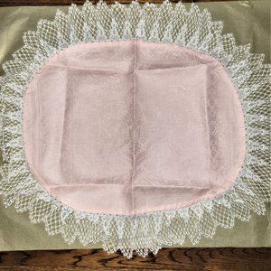 Pink Jacquard Pattered/Lace Austrian Placemat